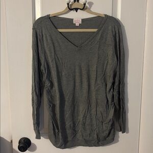 Isabel Maternity by Ingrid & Isabel Charcoal Long Sleeve V-Neck Top